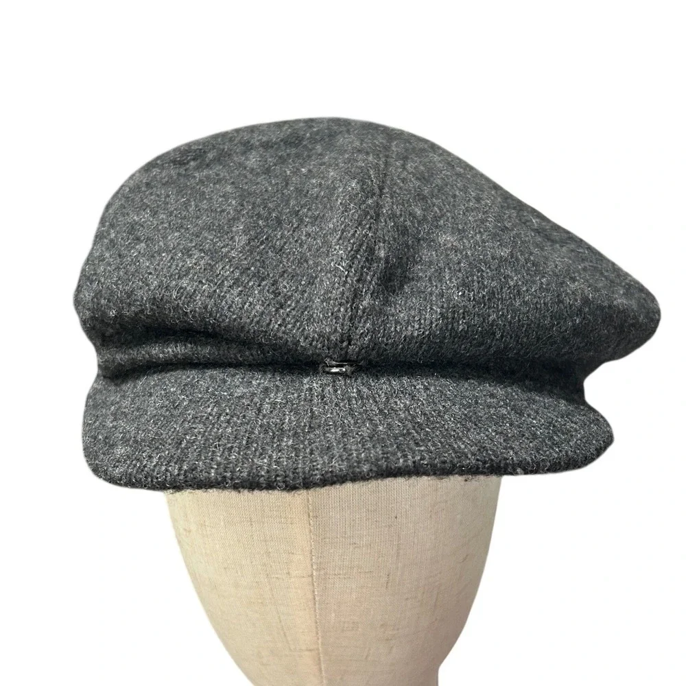 Polo Ralph Lauren Gray Lambswool Blend Newsboy Baker Boy Hat Snap Front L XL